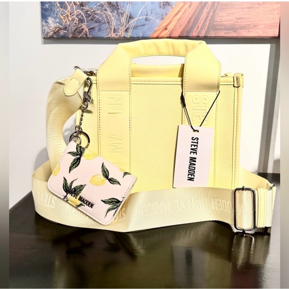 Steve Madden Lemon Yellow Mini Tote with Card Case - Picture 16 of 16